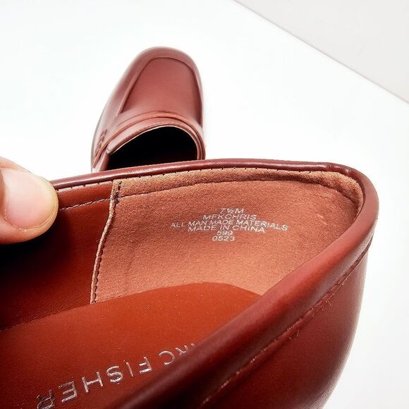 NEW Marc Fisher Kchris Brown Leather Stack Heel Block Heel Loafers Size 7.5 - Picture 8 of 8